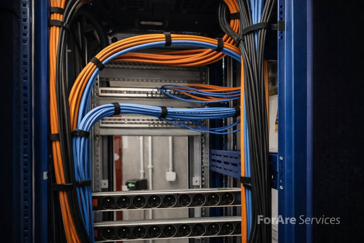 Szafa rack z okablowaniem strukturalnym